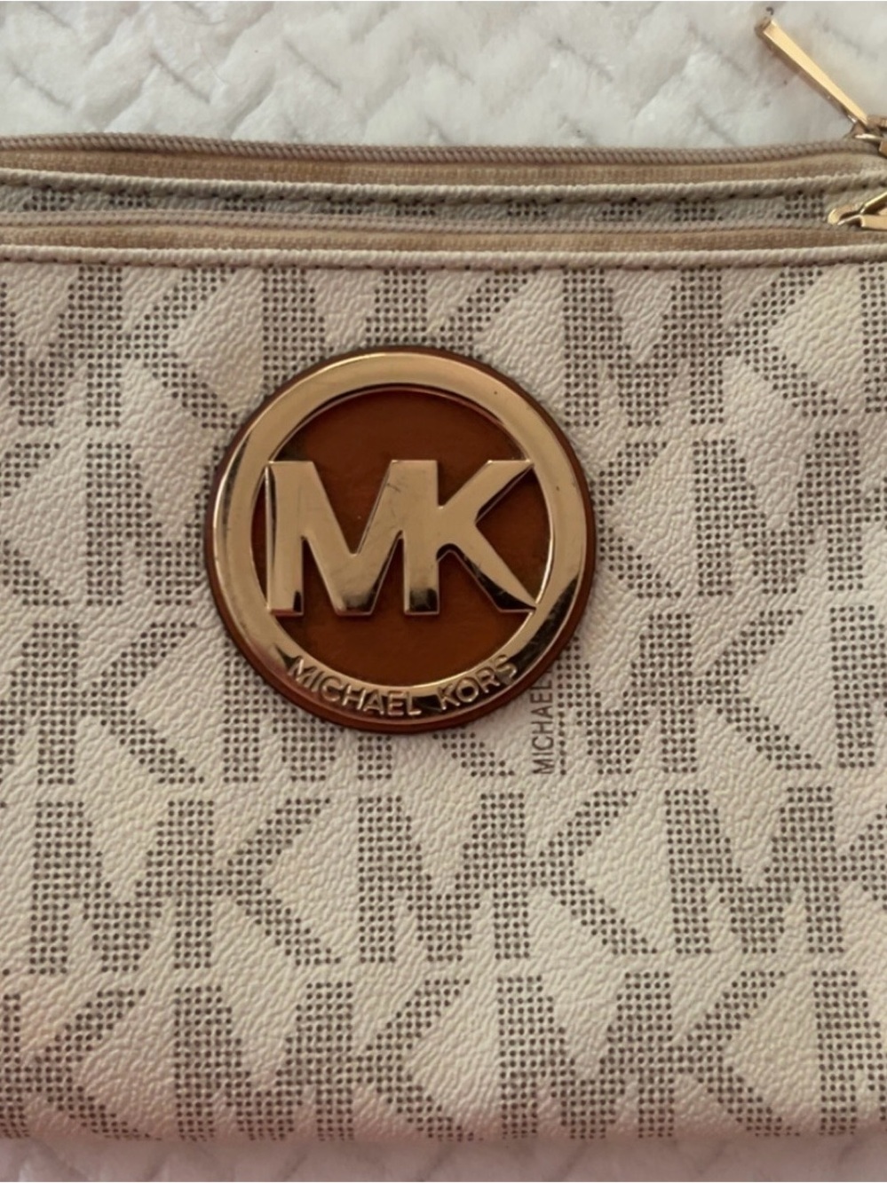 Michael Kors Beige Logo Crossbody with Tan Leather Strap - Picture 5 of 7